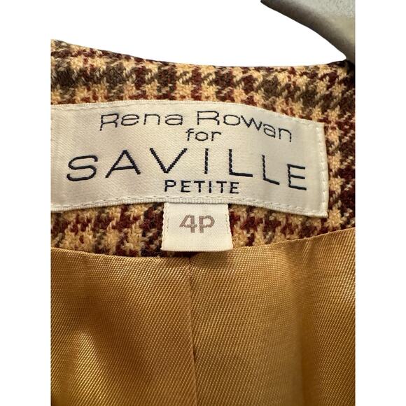 Rena Rowan Saville Petite 4P Blazer Made in USA 100% Worsted Wool Houndstooth - Picture 5 of 9